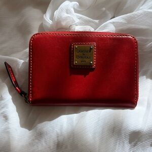 Dooney & Bourke Cherry Red Leather Zip Wallet